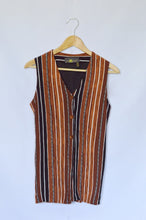 Load image into Gallery viewer, Vintage 1990s Black and Brown Striped Tie-Back Vest
