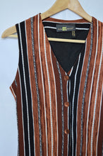 Load image into Gallery viewer, Black and Brown Striped Tie-Back Vest | S-M
