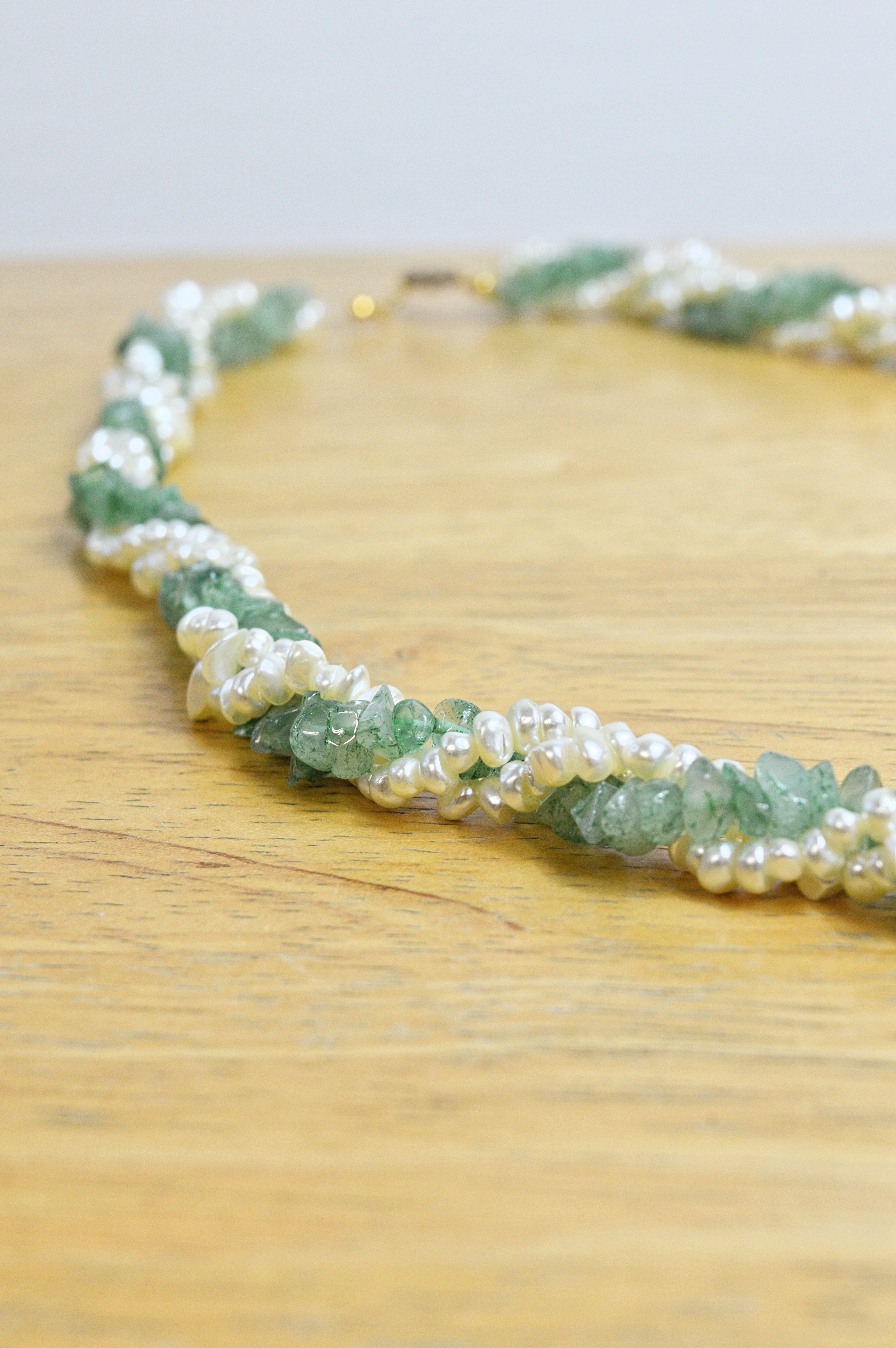 Vintage Hawaiian Pearl and Jade Twisted Bead Statement Necklace | 1960s