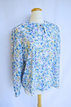 Load image into Gallery viewer, Blue Yellow and Purple Floral Blouse with Peter Pan Collar | M
