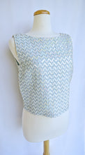 Load image into Gallery viewer, Baby Blue Sleeveless Crop Top with Silver Chevron and Iridescent Sequins | M
