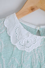 Load image into Gallery viewer, Teal Floral Peter Pan Collar Short Sleeve Blouse | XS-S
