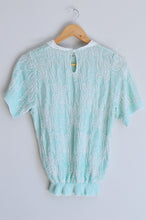 Load image into Gallery viewer, Teal Floral Peter Pan Collar Short Sleeve Blouse | XS-S
