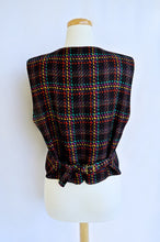 Load image into Gallery viewer, Black and Rainbow Plaid Wool Vest | M-L
