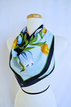 Load image into Gallery viewer, Blue and Yellow Tulip Square Scarf
