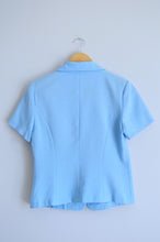 Load image into Gallery viewer, Baby Blue Scalloped Collar Short Sleeve Blouse | S-M
