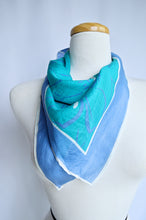 Load image into Gallery viewer, Orton Teal and Blue Floral Silk Scarf
