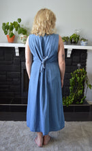 Load image into Gallery viewer, Pleated Tie Back Denim Maxi Dress | M
