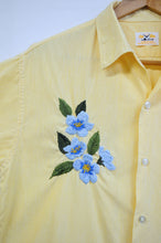 Load image into Gallery viewer, Men&#39;s Up-Cycled Hand Embroidered Forget-me-not Oxford Shirt | L
