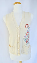 Load image into Gallery viewer, Up-cycled Hand Embroidered Vintage Wool Vest with Pastel Floral Embroidery | S
