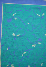 Load image into Gallery viewer, Orton Teal and Blue Floral Silk Scarf
