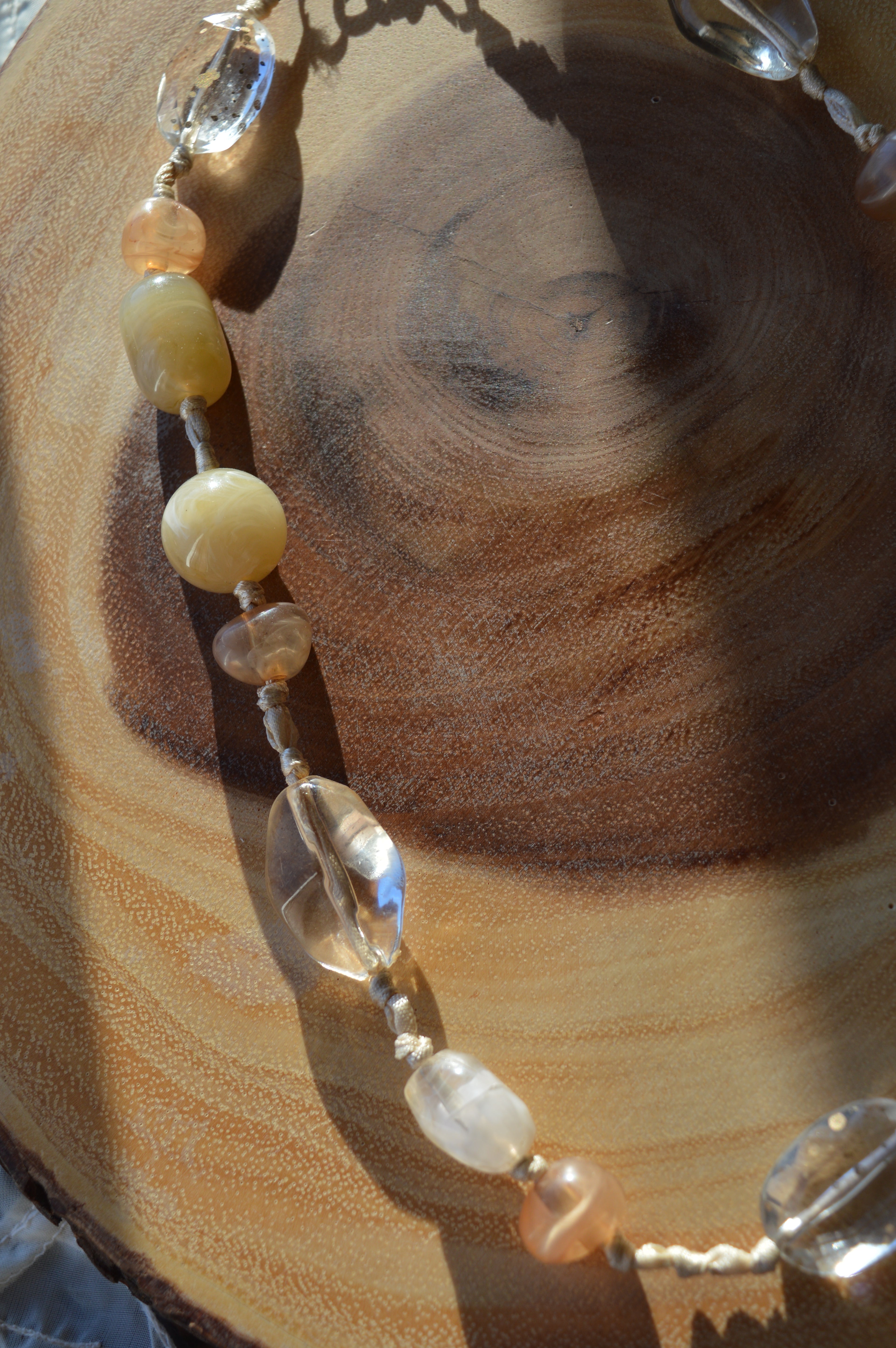 Up-cycled Resin Bead and Ribbon Necklace