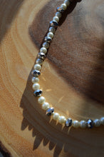 Load image into Gallery viewer, Up-cycled Faux Pearl and Hematite Beaded Necklace
