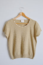 Load image into Gallery viewer, Vintage Beige Rose Knit Short Sleeve Sweater 
