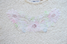 Load image into Gallery viewer, Textured Knit Short Sleeve Sweater with Floral Applique | Medium
