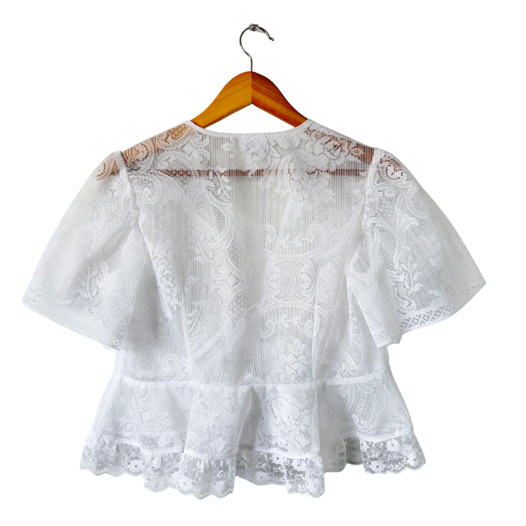 Recycle Floral Lace Peplum Blouse | Large
