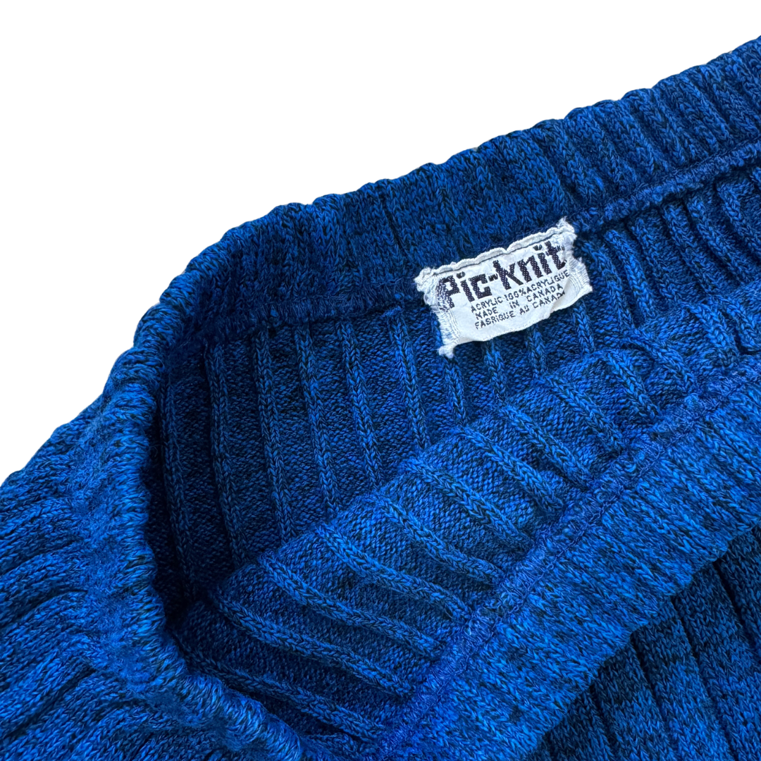 Pic-Knit Blue and Black Marled Ribbed Knit Maxi Skirt | Small - Medium