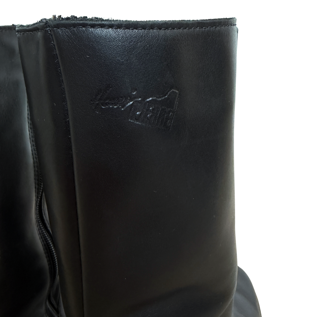 Henri Pierre Square Heel Black Leather Boots | 6 1/2-7
