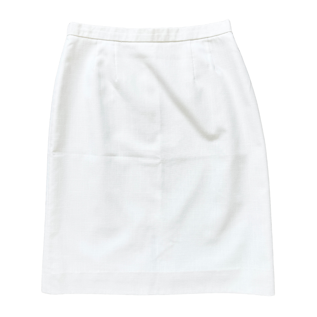 White Linen Pencil Skirt | Medium