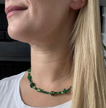Load image into Gallery viewer, Up-cycled Green Glass Beaded Necklace
