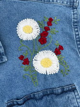 Load image into Gallery viewer, Men&#39;s Upcycled Daisy and Red Flowers Hand Embroidered Denim Shirt | L
