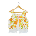 Up-cycled Vintage Orange and Yellow Floral Terry Towel Vest | Small-Medium
