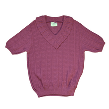 Load image into Gallery viewer, Vintage Pink Ruffled Collar Short Sleeve Knit Sweater | Medium
