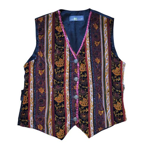 Vintage 1990s Two Roads Printed Velvet Vest