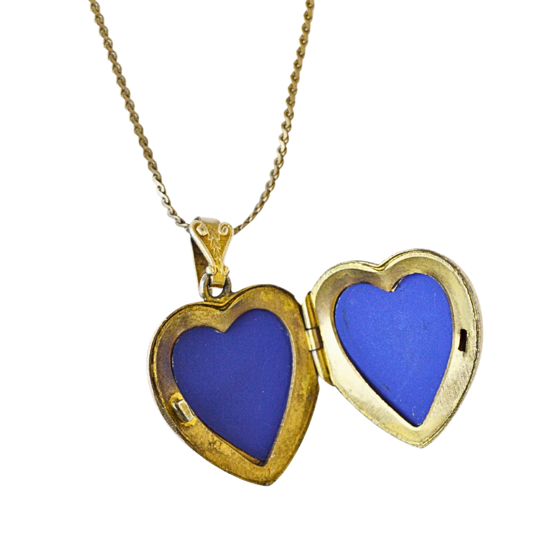 Vintage Etched Gold Plated Locket on Chain