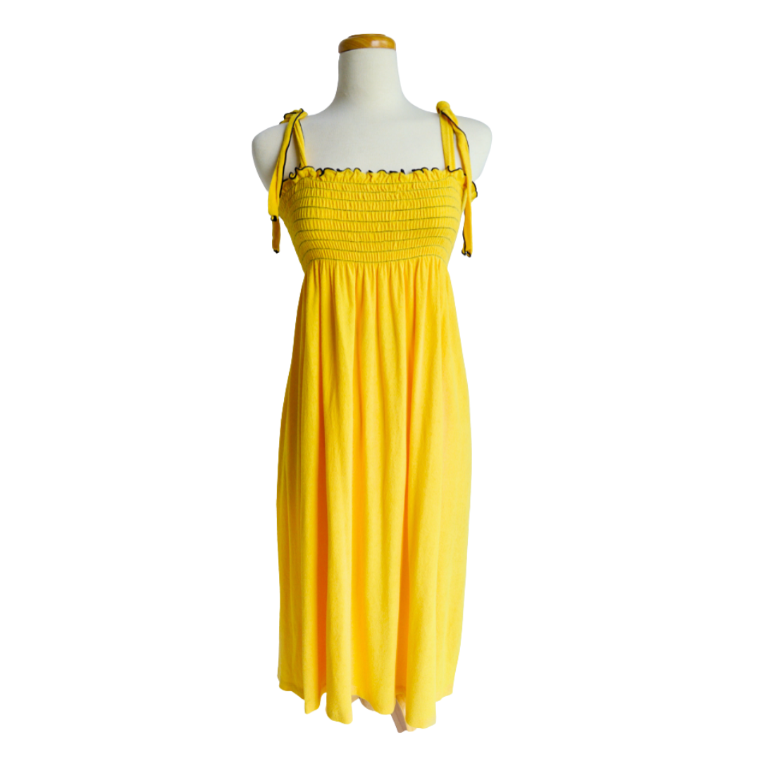 Rhapsody and Robes by Kay Bros. INC Bright Yellow Ruched Terry Dress | Small