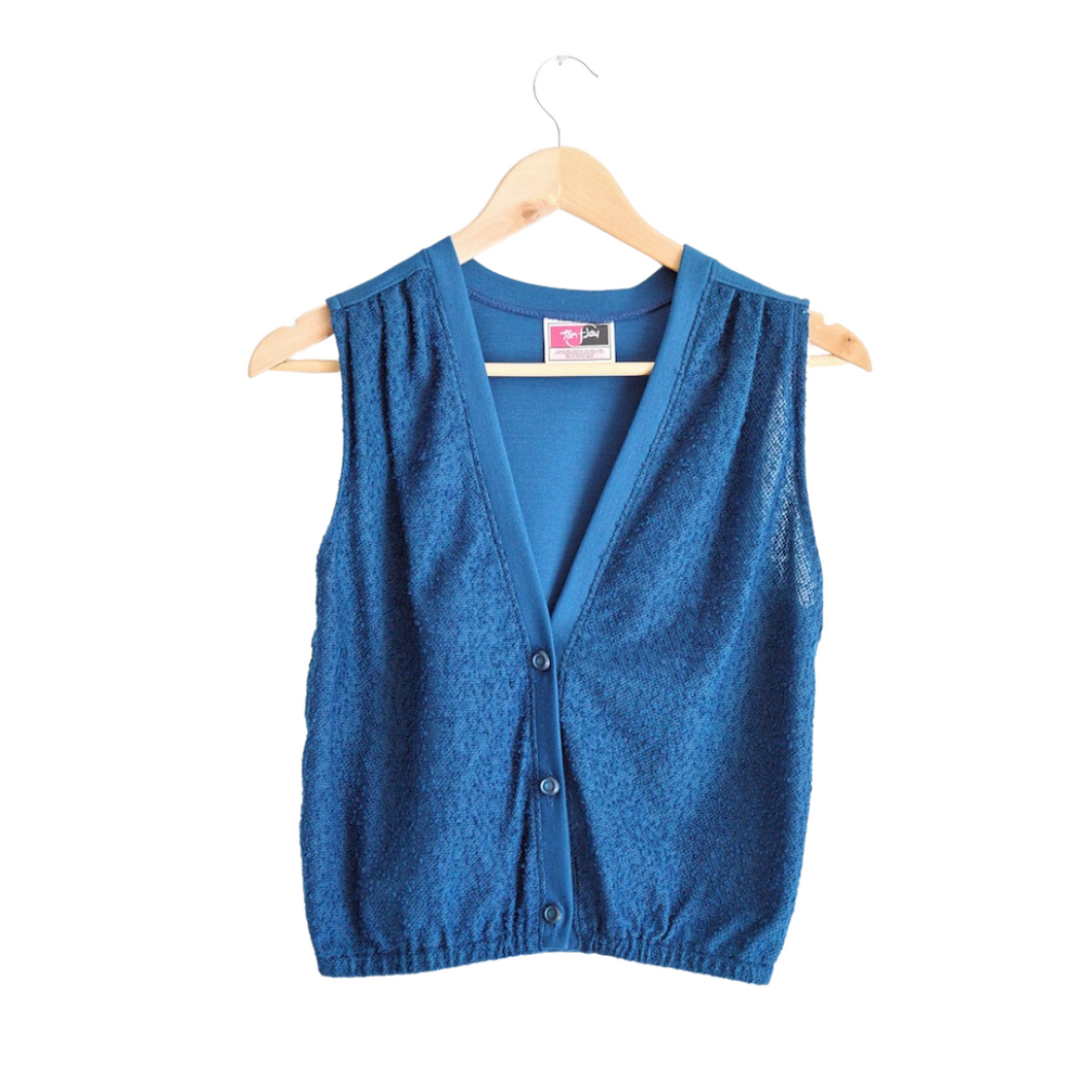 Blue Wool Blend Vest | S
