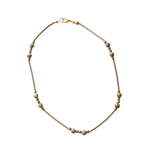 Load image into Gallery viewer, Up-cycled Gold and Brown Stone Bead Short Necklace
