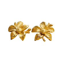 Load image into Gallery viewer, Vintage Gold Plated Floral Stud Statement Earrings | 1960s
