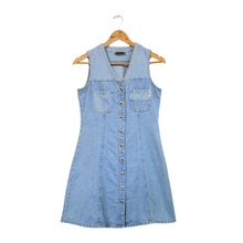 Load image into Gallery viewer, Sleeveless Denim Pinafore Dress | 1990s | Small
