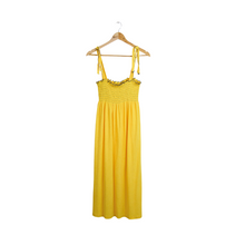 Load image into Gallery viewer, Bright Yellow Ruched Terry Dress | 1970s | Small
