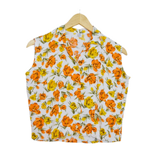 Load image into Gallery viewer, Vintage Sleeveless Button Down Blouse with Yellow and Orange Flowers | Extra-Small / Small
