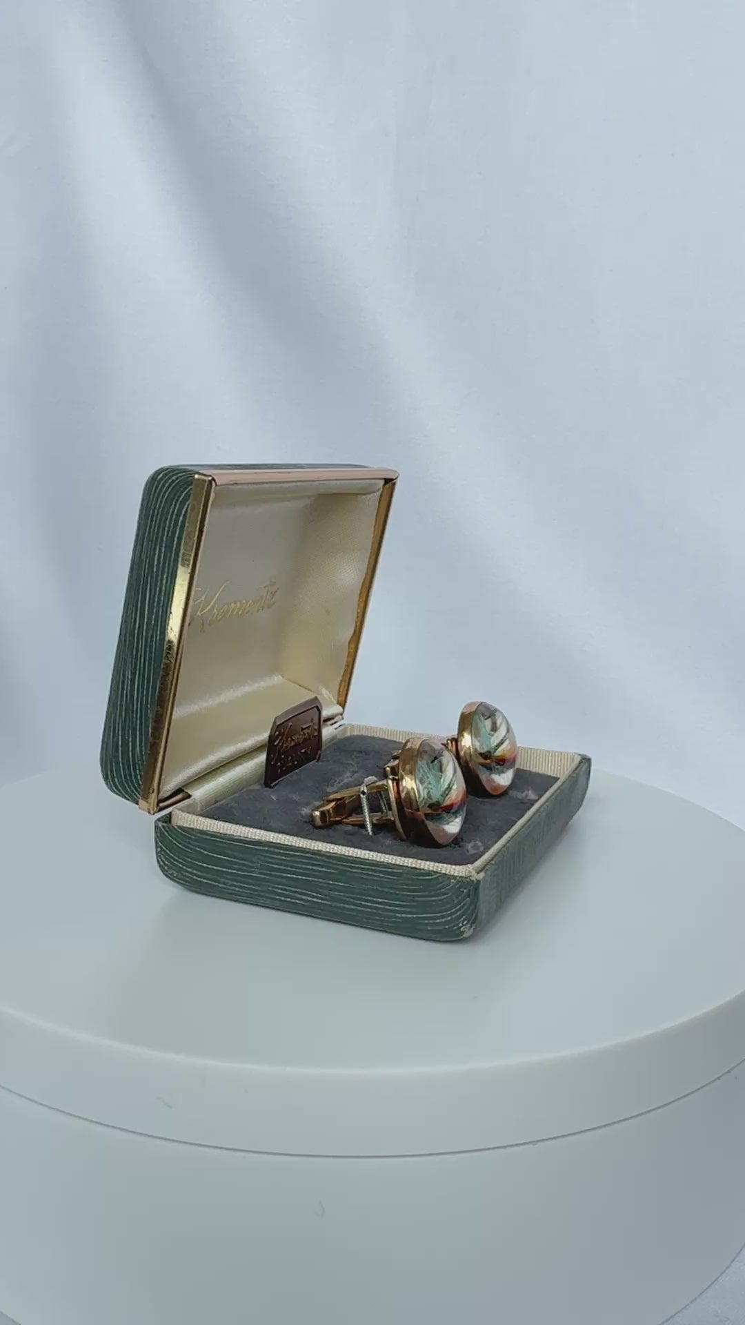 Vintage Krementz Gold Plated Lucite Fish Hook Cufflinks | 1950s