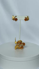 Load and play video in Gallery viewer, Vintage Signed Coro Goldtone Floral Brooch and Earring Set |1980s
