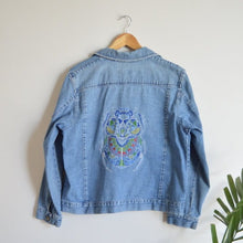 Load image into Gallery viewer, Up-Cycled Ornate Beetle Denim Jacket | M
