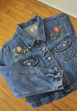 Load image into Gallery viewer, Up-Cycled Begonia Motif Denim Jacket | XL
