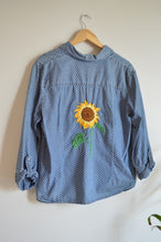 Load image into Gallery viewer, Up-Cycled Sunflower Denim Shirt | L
