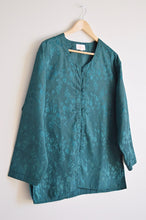 Load image into Gallery viewer, Dark Green Floral (Silk Texture) Blouse | XL
