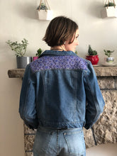 Load image into Gallery viewer, Up-Cycled Geometric Beaded Denim Jacket | L

